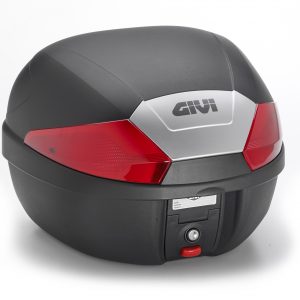 Bauletto Givi Monolock B29 da 29 lt nero goffrato con catadiottri rossi.