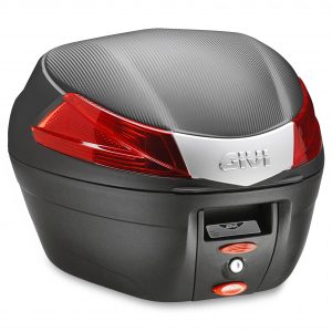 Bauletto Givi Monolock B34 da 34 lt nero goffrato con catadiottri rossi.