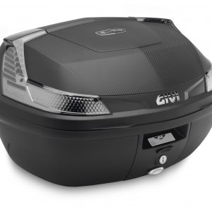 Bauletto Givi B47 Blade da 47 lt nero goffrato con catadiottri rossi.