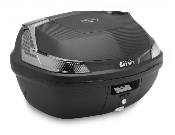 Bauletto Givi B47 Blade da 47 lt nero goffrato con catadiottri rossi.