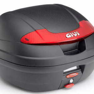 Bauletto Givi Monolock E340 Vision da 34 lt nero goffrato con catadiottri rossi.