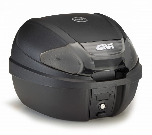 Bauletto Givi Monolock E300N2 da 30 lt nero goffrato con catadiottri fumè.