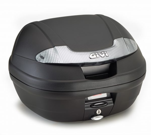 Bauletto Givi Monolock E340 Vision da 34 lt nero goffrato con catadiottri fumè.