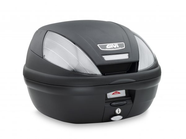 Bauletto Givi Monolock E370 da 39 lt nero goffrato con catadiottri fumè.