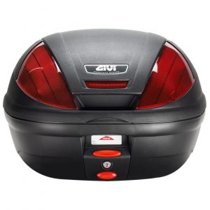 Bauletto Givi Monolock E370 da 39 lt nero goffrato con catadiottri rossi.