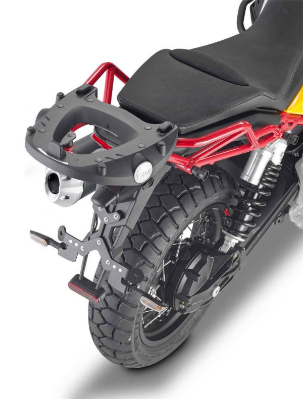 Supporto per bauletto GIVI Monokey o Monolock specifico per Moto Guzzi V85TT, da abbinare alle piastre per lo sgancio rapido.