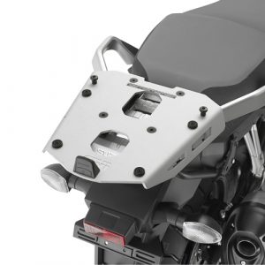 Supporto in alluminio per bauletto GIVI Monokey o Monolock specifico per Suzuki V-Strom, da abbinare alle piastre per lo sgancio rapido.