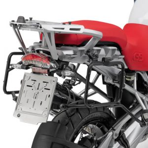 Supporto in alluminio per bauletto GIVI Monokey specifico per BMW R1200 GS dal 2007 al 2012 compatibile con valigie laterali originali.