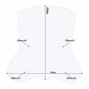 Cupolino specifico trasparente 45 x 47 cm (H x L) per KTM 790 Adventure e Adventure R dal 2019 in poi. Da abbinare agli attacchi specifici.