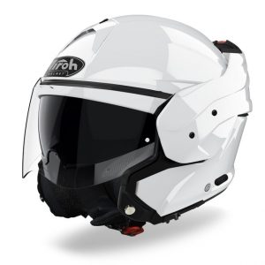 Casco Airoh Mathisse Color White Gloss – Inconfondibile design, contenuto tecnologico di livello assoluto. Casco completo, comunicazione Bluetooth. Calotta esterna in HRT, comfort assicurato.