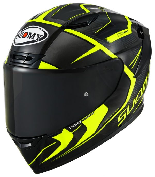 Suomy TX-PRO Carbon Advance Yellow Fluo, il casco integrale Suomy in fibra tricarboco con carbonio a vista derivato dal mondo delle corse !