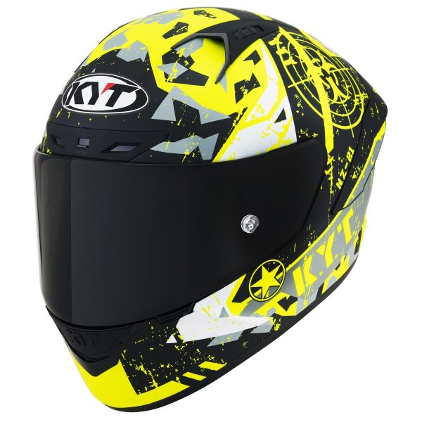 KYT NZ Race Blazing - Giallo Opaco Nero, il casco integrale di KYT in materiale tricomposito derivato direttamente dal mondo delle corse.