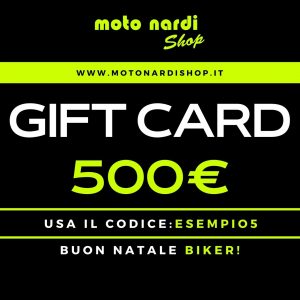 Regala a chi vuoi la gift card da utilizzare per acquistare abbigliamento caschi e accessori moto. Renderai felice anche il motociclista più esigente!