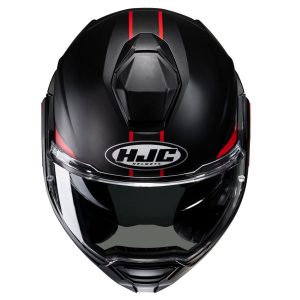 HJC i100 Beis MC1SF - Nero Rosso - Casco modulare in policarbonato: leggerezza, vestibilità e comfort. Mentoniera rotazionale. Acquista su motonardishop.it!