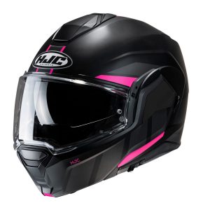 HJC i100 Beis MC8SF - Nero Fucsia - Casco modulare in policarbonato: leggerezza, vestibilità e comfort. Mentoniera rotazionale. Acquista su motonardishop.it!