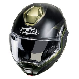 HJC i100 Beston MC4SF - Verde Nero - Casco modulare in policarbonato: leggerezza, vestibilità e comfort. Mentoniera rotazionale. Acquista su motonardishop.it!