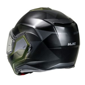 HJC i100 Beston MC4SF - Verde Nero - Casco modulare in policarbonato: leggerezza, vestibilità e comfort. Mentoniera rotazionale. Acquista su motonardishop.it!