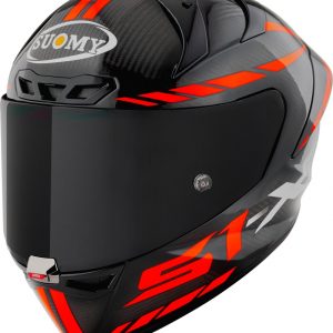 S1-XR GP Carbon Hypersonic Rosso è il nuovissimo integrale SUOMY di ultima generazione composto in TRICARBOCO (carbonio-fibre aramidiche-fibre di vetro) sviluppato allo scopo di ottenere miglior comfort per l’uso in pista e in strada.1-XR GP è un casco racing dalle altissime performances che ridefinisce e innalza gli standards sino a qui conosciuti. Il design è la sintesi di un approfondito e innovativo studio integrato volto al raggiungimento delle prestazioni, le più estreme grazie anche al cruciale contributo, già in fase di concept, dei migliori piloti di Motogp e Roadraces. La sorprendente Aerodinamica, ottimizzata nelle diverse posizioni di guida, anche in curva (Cx 0.39), lo stupefacente campo visivo verticale e periferico (92° e 210°), la ventilazione effettiva, il comfort studiato per non affaticare il pilota, la visiera in classe ottica 1 a spessore variabile, il sistema antifog Pinlock 120, fanno di SR-GP il nuovo casco di riferimento del segmento racing.