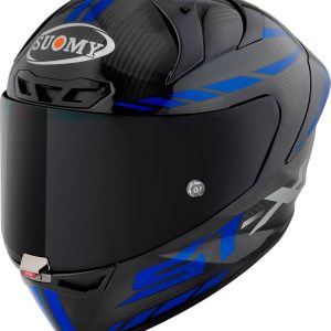 S1-XR GP Carbon Hypersonic Blu è il nuovissimo integrale SUOMY di ultima generazione composto in TRICARBOCO (carbonio-fibre aramidiche-fibre di vetro) sviluppato allo scopo di ottenere miglior comfort per l’uso in pista e in strada.