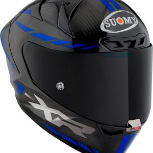 S1-XR GP Carbon Hypersonic Blu è il nuovissimo integrale SUOMY di ultima generazione composto in TRICARBOCO (carbonio-fibre aramidiche-fibre di vetro) sviluppato allo scopo di ottenere miglior comfort per l’uso in pista e in strada.