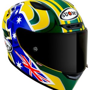 Suomy TRACK-1 Troy Bayliss Replica 2005 è il nuovissimo integrale SUOMY di ultima generazione composto in TRICARBOCO (carbonio-fibre aramidiche-fibre di vetro) sviluppato allo scopo di ottenere miglior comfort per l’uso in pista e in strada.
