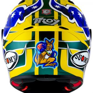 Suomy TRACK-1 Troy Bayliss Replica 2005 è il nuovissimo integrale SUOMY di ultima generazione composto in TRICARBOCO (carbonio-fibre aramidiche-fibre di vetro) sviluppato allo scopo di ottenere miglior comfort per l’uso in pista e in strada.