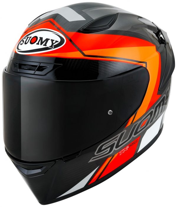 Suomy TX-PRO Carbon Glam Arancione, il casco integrale Suomy in fibra tricarboco con carbonio a vista derivato dal mondo delle corse!