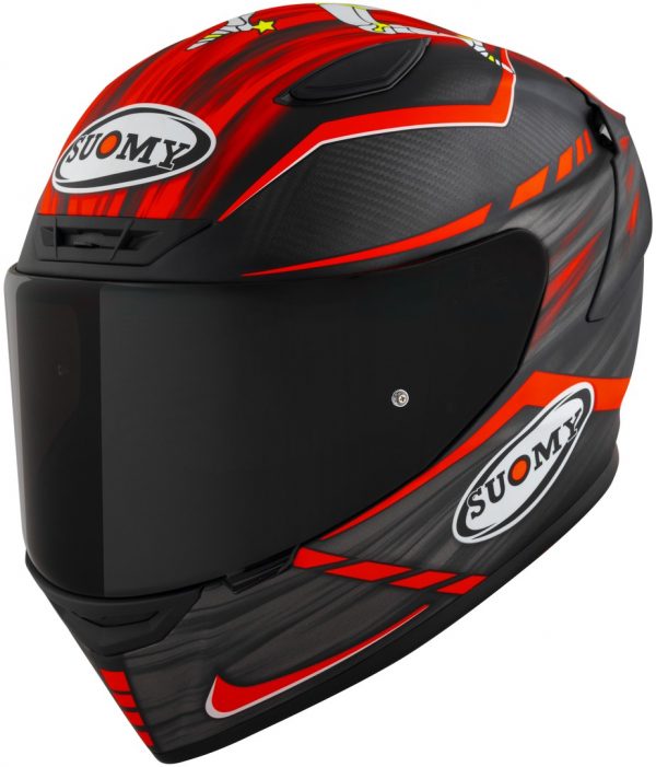 TX-PRO Carbon Johnson Replica Rosso Opaco è il casco integrale Suomy in fibra tricarboco con carbonio a vista derivato dal mondo delle corse !