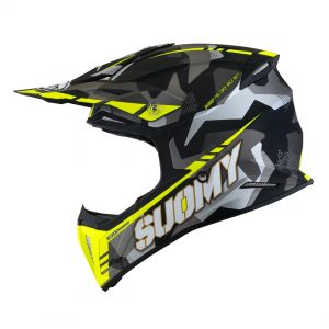 Casco Cross Suomy X-Wing Camouflager Matt Yellow è un casco di una nuova generazione dalle forme dinamiche e performanti composto da un mix di resine termoplastiche rinforzate in grado di garantire un’altissima resistenza agli urti.