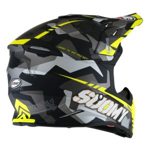 Casco Cross Suomy X-Wing Camouflager Matt Yellow è un casco di una nuova generazione dalle forme dinamiche e performanti composto da un mix di resine termoplastiche rinforzate in grado di garantire un’altissima resistenza agli urti.