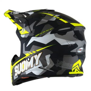 Casco Cross Suomy X-Wing Camouflager Matt Yellow è un casco di una nuova generazione dalle forme dinamiche e performanti composto da un mix di resine termoplastiche rinforzate in grado di garantire un’altissima resistenza agli urti.