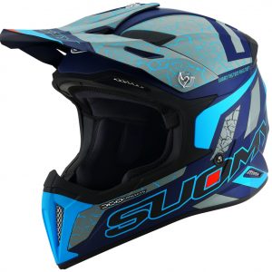 Casco Cross Suomy X-Wing Reel Matt Blue Fluo è un casco di una nuova generazione dalle forme dinamiche e performanti composto da un mix di resine termoplastiche rinforzate in grado di garantire un’altissima resistenza agli urti.