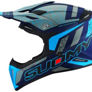 Casco Cross Suomy X-Wing Reel Matt Blue Fluo è un casco di una nuova generazione dalle forme dinamiche e performanti composto da un mix di resine termoplastiche rinforzate in grado di garantire un’altissima resistenza agli urti.