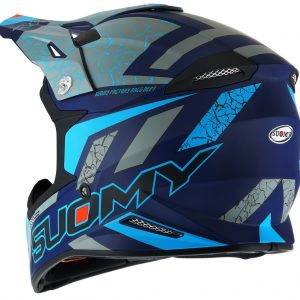 Casco Cross Suomy X-Wing Reel Matt Blue Fluo è un casco di una nuova generazione dalle forme dinamiche e performanti composto da un mix di resine termoplastiche rinforzate in grado di garantire un’altissima resistenza agli urti.