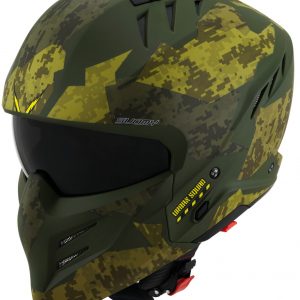 Il Casco modulare Suomy Armor Urban Squad Green, ispirato al mondo movie e sci-fi, è il nuovissimo modulare SUOMY composto in materiale termoplastico ADT-Advanced sviluppato e ottimizzato per l'utilizzo cittadino e low ride.