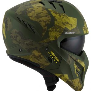 Il Casco modulare Suomy Armor Urban Squad Green, ispirato al mondo movie e sci-fi, è il nuovissimo modulare SUOMY composto in materiale termoplastico ADT-Advanced sviluppato e ottimizzato per l'utilizzo cittadino e low ride.