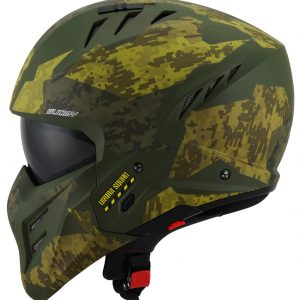 Il Casco modulare Suomy Armor Urban Squad Green, ispirato al mondo movie e sci-fi, è il nuovissimo modulare SUOMY composto in materiale termoplastico ADT-Advanced sviluppato e ottimizzato per l'utilizzo cittadino e low ride.