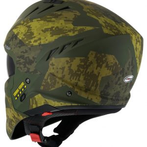 Il Casco modulare Suomy Armor Urban Squad Green, ispirato al mondo movie e sci-fi, è il nuovissimo modulare SUOMY composto in materiale termoplastico ADT-Advanced sviluppato e ottimizzato per l'utilizzo cittadino e low ride.