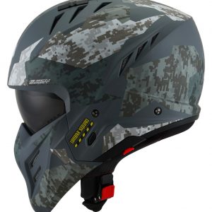 Il Casco modulare Suomy Armor Urban Squad Grey, ispirato al mondo movie e sci-fi, è il nuovissimo modulare SUOMY composto in materiale termoplastico ADT-Advanced sviluppato e ottimizzato per l'utilizzo cittadino e low ride.