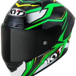 KYT NZ Race Stride - Verde Fluo Bianco, il casco integrale di KYT in materiale tricomposito derivato direttamente dal mondo delle corse.