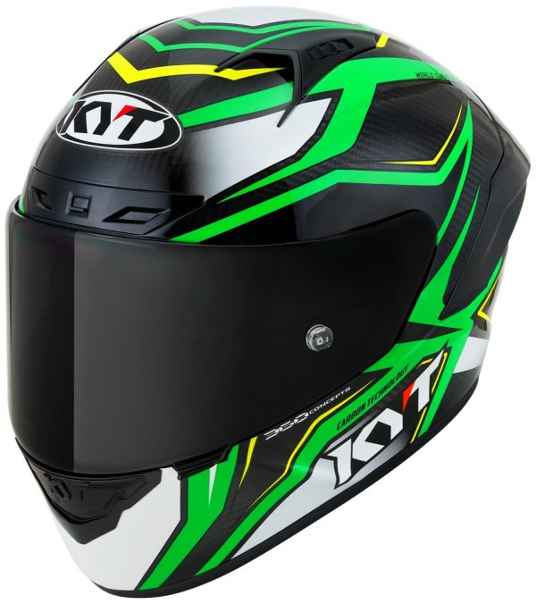 KYT NZ Race Stride - Verde Fluo Bianco, il casco integrale di KYT in materiale tricomposito derivato direttamente dal mondo delle corse.