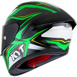 KYT NZ Race Stride - Verde Fluo Bianco, il casco integrale di KYT in materiale tricomposito derivato direttamente dal mondo delle corse.