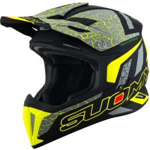 Casco Cross Suomy X-Wing Reel Matt Yellow Fluo è un casco di una nuova generazione dalle forme dinamiche e performanti composto da un mix di resine termoplastiche rinforzate in grado di garantire un’altissima resistenza agli urti.