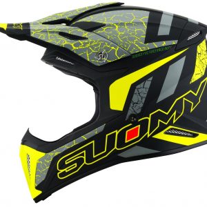 Casco Cross Suomy X-Wing Reel Matt Yellow Fluo è un casco di una nuova generazione dalle forme dinamiche e performanti composto da un mix di resine termoplastiche rinforzate in grado di garantire un’altissima resistenza agli urti.