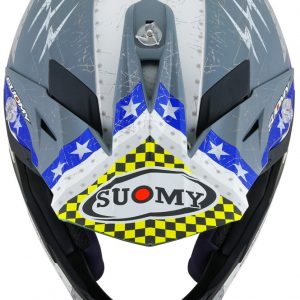 Casco Cross Suomy X-Wing Jetfighter Matt Blue  è un casco di una nuova generazione dalle forme dinamiche e performanti composto da un mix di resine termoplastiche rinforzate in grado di garantire un’altissima resistenza agli urti.