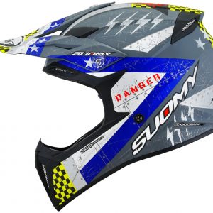 Casco Cross Suomy X-Wing Jetfighter Matt Blue  è un casco di una nuova generazione dalle forme dinamiche e performanti composto da un mix di resine termoplastiche rinforzate in grado di garantire un’altissima resistenza agli urti.