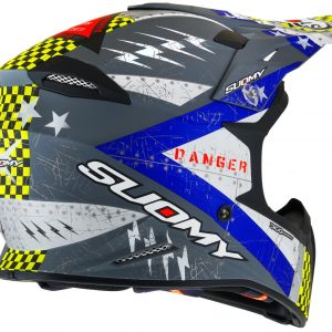 Casco Cross Suomy X-Wing Jetfighter Matt Blue  è un casco di una nuova generazione dalle forme dinamiche e performanti composto da un mix di resine termoplastiche rinforzate in grado di garantire un’altissima resistenza agli urti.